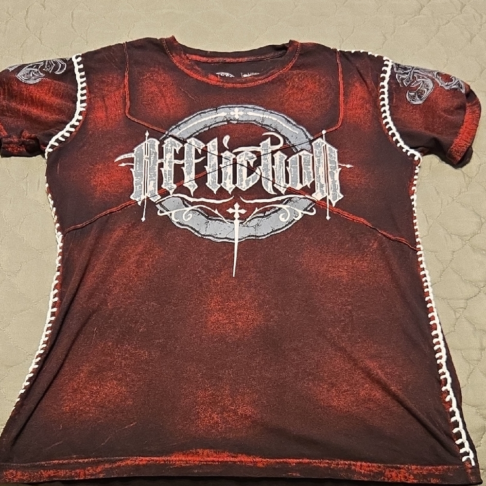 Affliction Mens T-Shirt in Red and Black